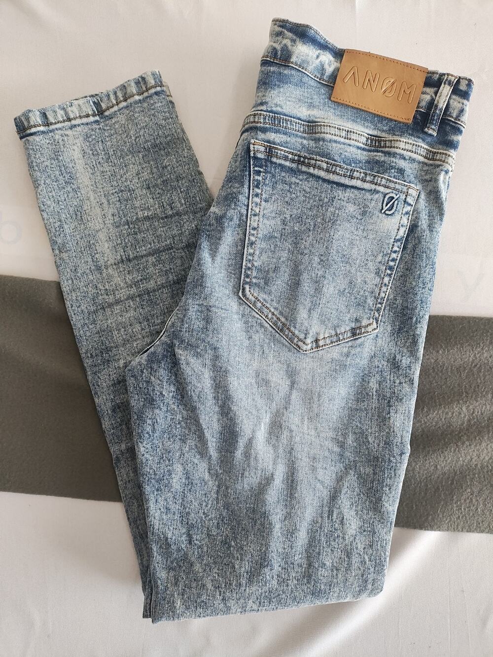 Dead stock Anom Denim Menβs Blue Light Wash Denim Jeans 5-Pocket Zip Size 36